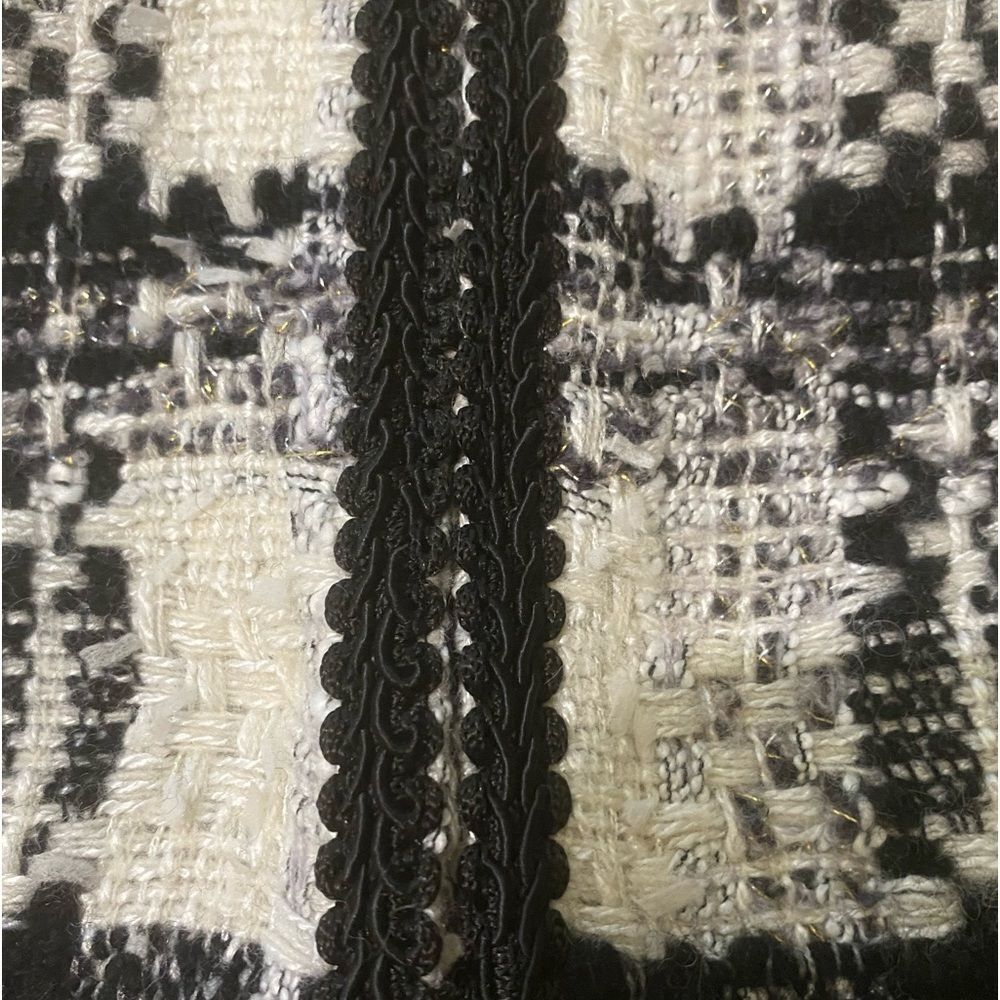 Chico’s Samuela Tweed  Bouche Blazer Jacket Black White Plaid Classic Old Money - Picture 7 of 15